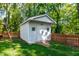 Backyard features a storage shed surrounded by a wooden fence at 1003 E Club Blvd, Durham, NC 27704