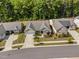 An aerial view showcases the home's landscaped yard, inviting curb appeal and neighborhood setting at 1129 Santa Cruz St, Wake Forest, NC 27587