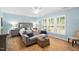 Comfortable bedroom suite with hardwood floors, plantation shutters and an abundance of natural light at 1129 Santa Cruz St, Wake Forest, NC 27587