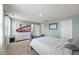 Spacious bedroom featuring a double door closet and a mounted television at 1303 Bent Willow Dr, Durham, NC 27704