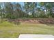 Backyard featuring lawn and a brick retaining wall and green space behind at 1730 Pie Filling Dr, Haw River, NC 27258