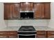 Close up of modern stove and cabinets at 2217 Holtwood Way, Apex, NC 27523