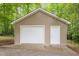 Exterior view of a detached garage with white door and neutral siding at 2917 Kesler Trl, Mebane, NC 27302