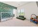 Fun room with green patterned walls and carpet at 325 Porterfield Dr, Youngsville, NC 27596