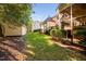 View of the backyard of the property and the exterior of the screened-in porch at 39 Forked Pine Ct, Chapel Hill, NC 27517