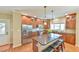 Modern kitchen featuring stainless steel appliances, a center island with seating, and hardwood floors at 457 S Greensboro St, Carrboro, NC 27510
