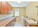 Laundry room with storage cabinets, countertops, and a utility sink at 457 S Greensboro St, Carrboro, NC 27510