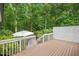 Back deck perfect for entertaining with views of the landscaped backyard and serene wooded surroundings at 5241 Mill Dam Rd, Wake Forest, NC 27587