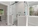 Modern bathroom featuring a glass shower and bright lighting at 59 Mill Rd, Pittsboro, NC 27312