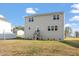 Back of house showing gray siding and wooden staircase to the back door at 59 Nevada Ct, Clayton, NC 27527
