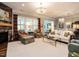 Spacious living area boasts a fireplace, large windows, and neutral furnishings at 8461 Lentic Ct, Raleigh, NC 27615