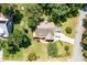 Bird's-eye view shows a home with an expansive yard, mature trees, driveway, and an outdoor trampoline at 101 Rainbow Dr, Carrboro, NC 27510