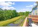 Relaxing back deck overlooking a scenic pond and lush greenery, offering a tranquil outdoor space at 1028 Summerhouse Rd, Cary, NC 27519