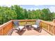 Inviting back deck featuring seating with beautiful views of the surrounding trees and landscape at 1028 Summerhouse Rd, Cary, NC 27519