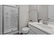 Clean bathroom featuring a walk-in shower and modern vanity at 1042 Cardross St, Burlington, NC 27215