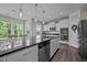 Bright kitchen with stainless steel appliances, dark countertops, and a center island at 1042 Cardross St, Burlington, NC 27215