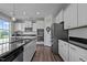 Modern kitchen with stainless steel appliances, white cabinets, and a center island at 1042 Cardross St, Burlington, NC 27215