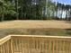 View from the backyard deck showing the expansive lawn surrounded by mature trees at 110 Cribbs Ln, Middlesex, NC 27557