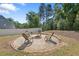 Backyard fire pit with seating area, perfect for outdoor entertaining at 117 Woodlark Ln, Holly Springs, NC 27540