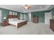 Large main bedroom with tray ceilings, ample natural light and walk in closet at 1401 Everette Fields Rd, Morrisville, NC 27560
