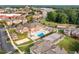 Aerial view of community featuring pool, tennis courts, and common areas at 168 Amber Acorn Ave, Raleigh, NC 27603