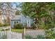 Charming blue home with a neatly landscaped front yard and classic white picket fence at 1725 Briarforest Pl, Raleigh, NC 27615
