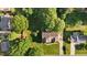 This aerial shot showcases a well-maintained property with lush landscaping and mature trees at 2037 Gurney Ct, Burlington, NC 27215