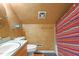 Cozy bathroom featuring bright colorful shower curtain, neutral walls, and modern fixtures at 2113 Port Royal Rd, Raleigh, NC 27609