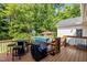 Inviting deck with an outdoor kitchen area, a grill, and pool views, perfect for entertaining and relaxation at 2113 Port Royal Rd, Raleigh, NC 27609