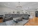 Cozy living room with a large sectional sofa, wooden coffee table and open layout at 2690 Meadow View Ln, Sanford, NC 27332