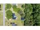 An aerial shot of a home with expansive green space, complemented by mature trees and a serene setting at 2717 Jack Rd, Clayton, NC 27520