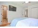 Bedroom showcasing an open ensuite bathroom with a glass shower and modern finishes at 2717 Jack Rd, Clayton, NC 27520