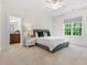 Bright bedroom with green accents leading to bathroom area, and with a leafy view at 30 Ocoee Falls Dr, Chapel Hill, NC 27517
