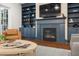 Close-up of the living room featuring a fireplace and custom built-ins at 30 Ocoee Falls Dr, Chapel Hill, NC 27517