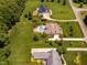 Real estate aerial view showcasing property, lush lawn and neighborhood at 3403 Raccoon Run Dr, Burlington, NC 27215