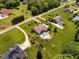Beautiful aerial view highlighting the in-ground pool and landscaping at 3403 Raccoon Run Dr, Burlington, NC 27215