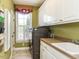 Laundry room featuring a washing machine, sink, counter, and ample storage cabinets at 3403 Raccoon Run Dr, Burlington, NC 27215
