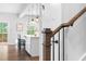 Charming kitchen features modern island and pendant lighting fixtures at 3678 Horton Hill Dr, New Hill, NC 27562