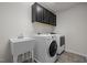 Functional laundry room includes front load washer and dryer, upper cabinets, and utility sink at 4 Seawell Ct, Durham, NC 27703