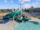 Close up on community pool slide entering smaller section of swimming pool at 4 Seawell Ct, Durham, NC 27703