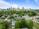 Aerial view of the neighborhood and skyline, showing proximity to the city at 401 Haywood St, Raleigh, NC 27601