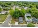 Aerial view of a residential neighborhood with tree-lined streets and well-kept homes at 401 Haywood St, Raleigh, NC 27601