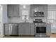 Well-equipped kitchen features gray cabinets, stainless steel appliances, and a granite countertop at 401 Haywood St, Raleigh, NC 27601