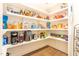 Walk-in pantry with white shelves stocked with food and appliances at 474 Pine Ridge Rd, Zebulon, NC 27597
