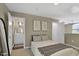 Comfortable bedroom showcases stylish decor, neutral tones and an ensuite bathroom for added convenience at 506 N Mangum St # 402, Durham, NC 27701