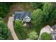 Overhead shot of a home showing a well-maintained roof, yard and mature trees providing privacy at 7000 Millstone Ridge Ct, Raleigh, NC 27614