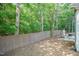 View of private backyard with patio area and wooded perimeter at 7660 Channery Way, Raleigh, NC 27616