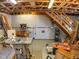 Spacious garage with work bench, tools, and the potential for customization at 8517 Falkirk Ridge Ct, Wake Forest, NC 27587