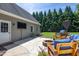Cozy backyard patio with outdoor seating, perfect for relaxing and entertaining around the stone fire pit at 8517 Falkirk Ridge Ct, Wake Forest, NC 27587