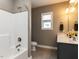 Bathroom with shower and tub combination and vanity area for everyday use at 90 Heathgreen Dr, Clayton, NC 27527